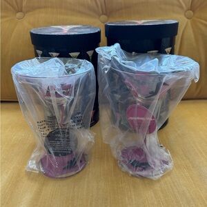 NIB Lolita SHOPAHOLIC Martini * 2 Glasses 10 oz  * Handpainted *Recipe on bottom